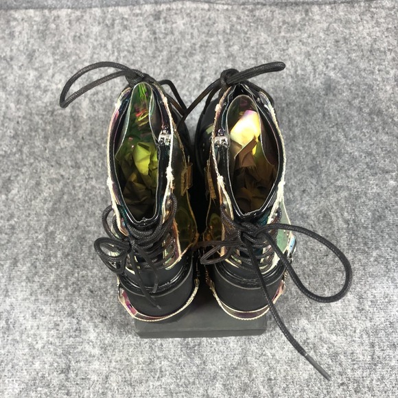 Demonia Swing-115 Platform Boots Womens Size 8 Black Holographic Goth Rave - Picture 8 of 16